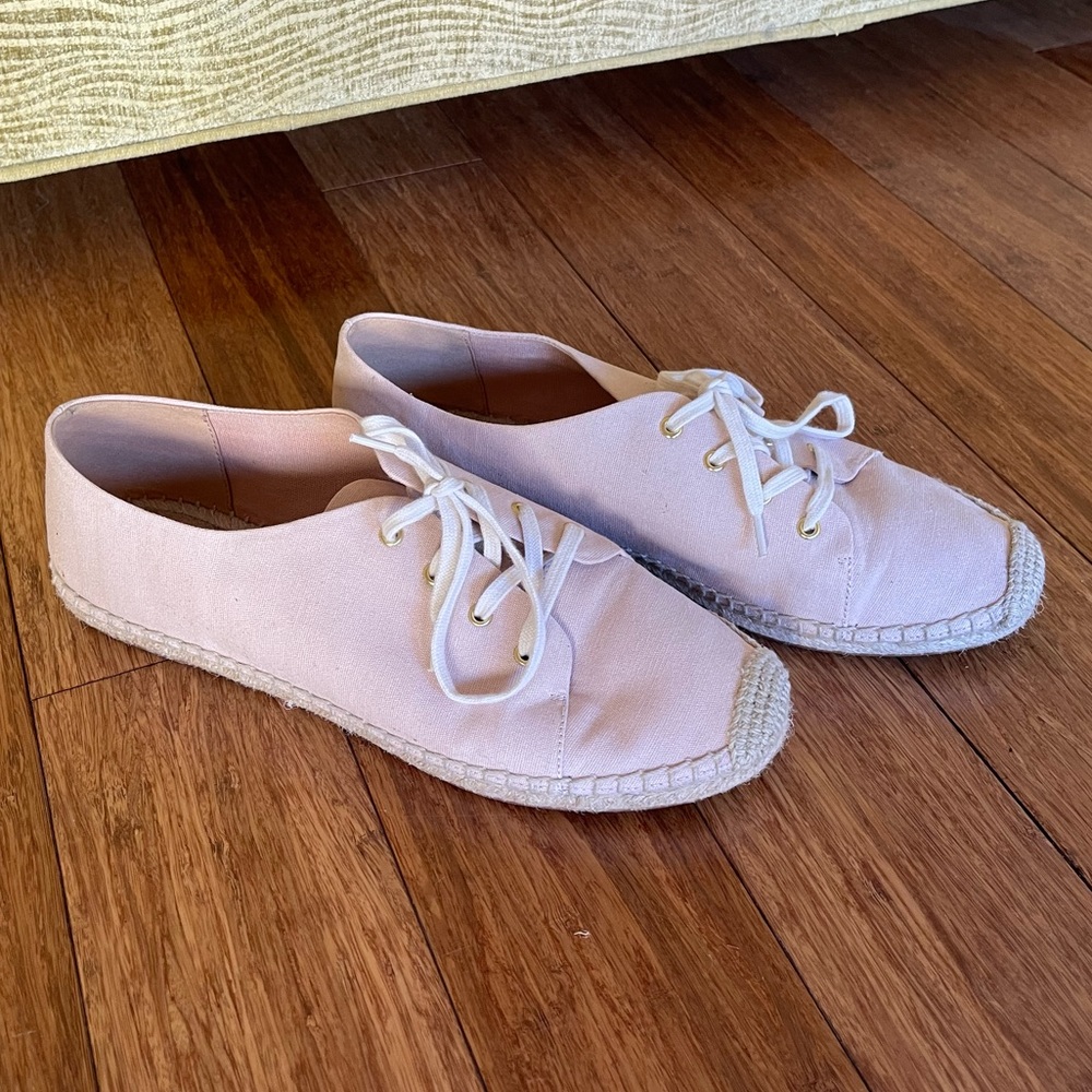 J.Crew Canvas Lace-Up Espadrille Sneakers Blush Pink